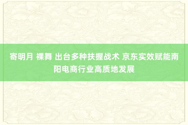 寄明月 裸舞 出台多种扶握战术 京东实效赋能南阳电商行业高质地发展