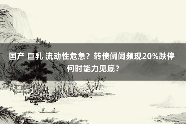 国产 巨乳 流动性危急？转债阛阓频现20%跌停 何时能力见底？