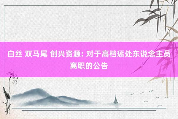 白丝 双马尾 创兴资源: 对于高档惩处东说念主员离职的公告