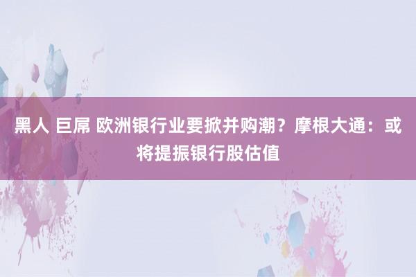 黑人 巨屌 欧洲银行业要掀并购潮？摩根大通：或将提振银行股估值