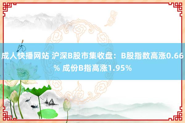 成人快播网站 沪深B股市集收盘：B股指数高涨0.66% 成份B指高涨1.95%