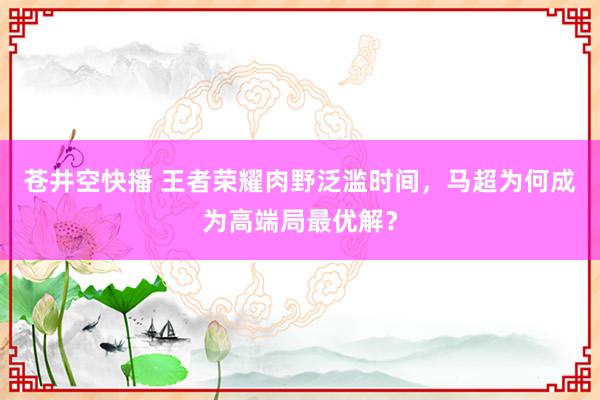 苍井空快播 王者荣耀肉野泛滥时间，马超为何成为高端局最优解？