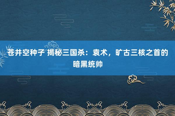 苍井空种子 揭秘三国杀：袁术，旷古三核之首的暗黑统帅