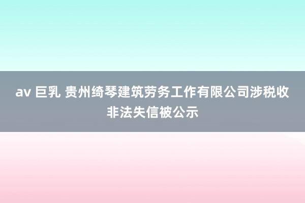 av 巨乳 贵州绮琴建筑劳务工作有限公司涉税收非法失信被公示