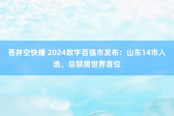 苍井空快播 2024数字百强市发布：山东14市入选、总额居世界首位