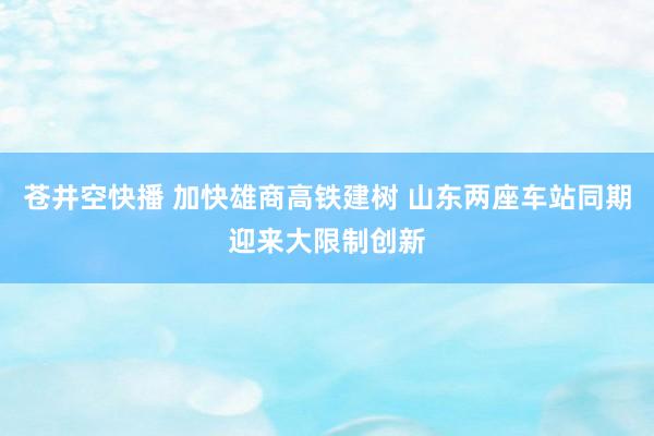 苍井空快播 加快雄商高铁建树 山东两座车站同期迎来大限制创新