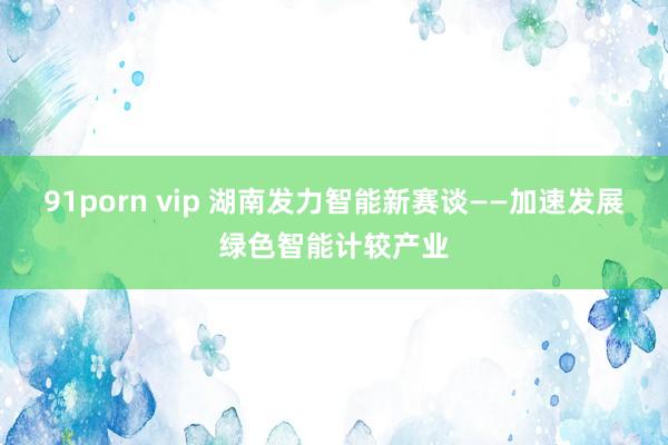 91porn vip 湖南发力智能新赛谈——加速发展绿色智能计较产业