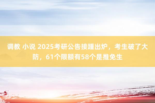 调教 小说 2025考研公告接踵出炉，考生破了大防，61个限额有58个是推免生