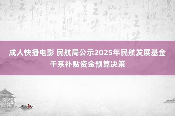 成人快播电影 民航局公示2025年民航发展基金干系补贴资金预算决策