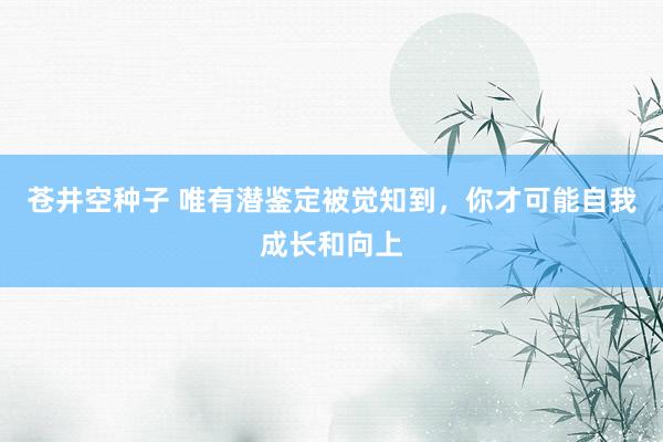 苍井空种子 唯有潜鉴定被觉知到，你才可能自我成长和向上