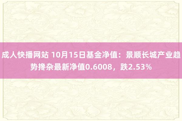 成人快播网站 10月15日基金净值：景顺长城产业趋势搀杂最新净值0.6008，跌2.53%