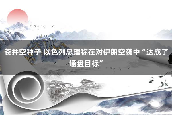 苍井空种子 以色列总理称在对伊朗空袭中“达成了通盘目标”