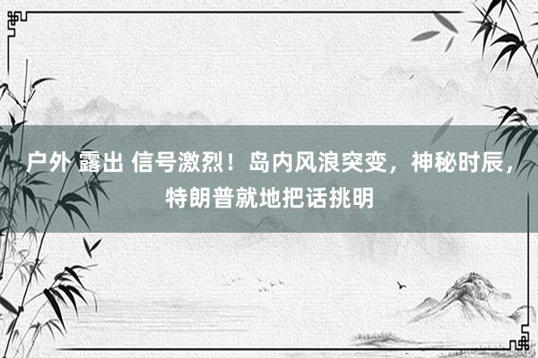 户外 露出 信号激烈！岛内风浪突变，神秘时辰，特朗普就地把话挑明