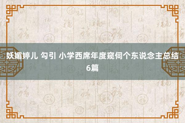 妖媚婷儿 勾引 小学西席年度窥伺个东说念主总结6篇